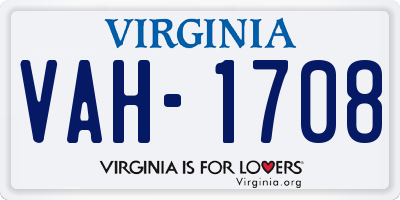 VA license plate VAH1708