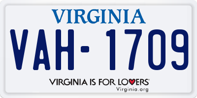 VA license plate VAH1709