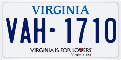 VA license plate VAH1710