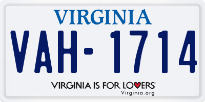 VA license plate VAH1714