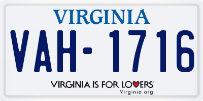 VA license plate VAH1716