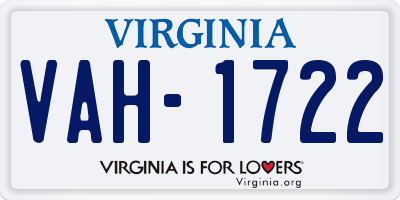 VA license plate VAH1722