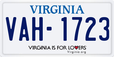 VA license plate VAH1723