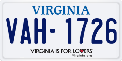 VA license plate VAH1726