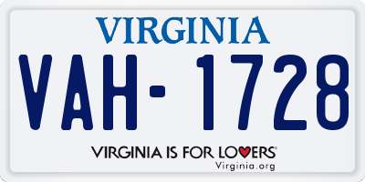 VA license plate VAH1728