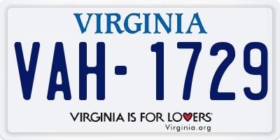 VA license plate VAH1729