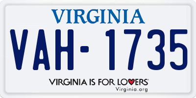 VA license plate VAH1735