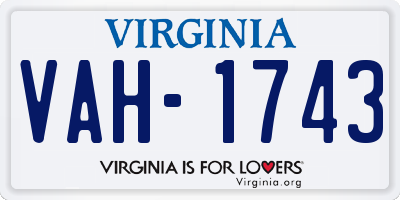 VA license plate VAH1743