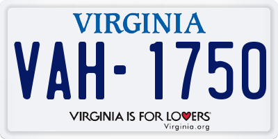 VA license plate VAH1750