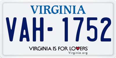 VA license plate VAH1752