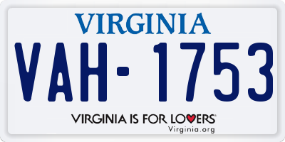 VA license plate VAH1753