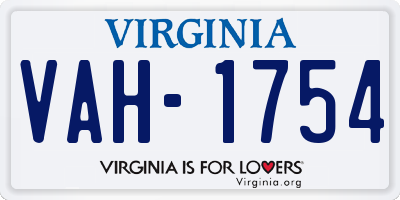 VA license plate VAH1754