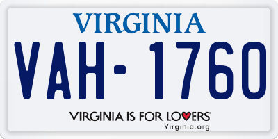 VA license plate VAH1760