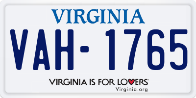 VA license plate VAH1765