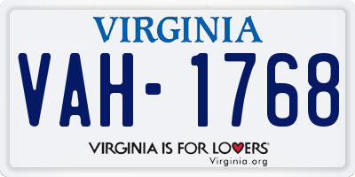 VA license plate VAH1768