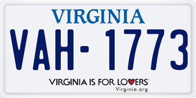 VA license plate VAH1773