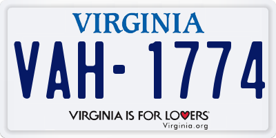 VA license plate VAH1774