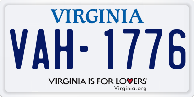 VA license plate VAH1776