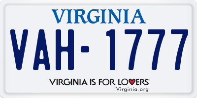 VA license plate VAH1777