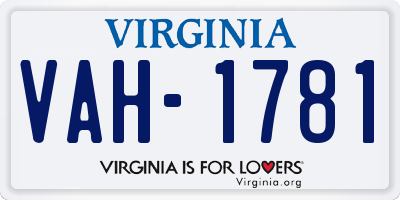 VA license plate VAH1781
