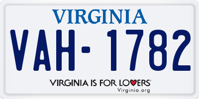 VA license plate VAH1782