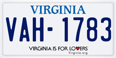 VA license plate VAH1783