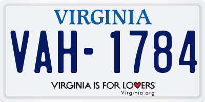 VA license plate VAH1784