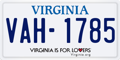 VA license plate VAH1785