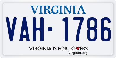 VA license plate VAH1786