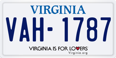 VA license plate VAH1787