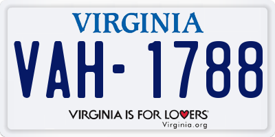 VA license plate VAH1788