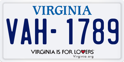 VA license plate VAH1789