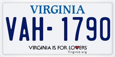 VA license plate VAH1790