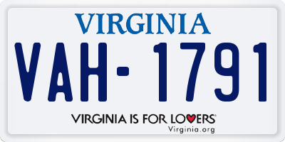 VA license plate VAH1791