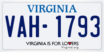 VA license plate VAH1793
