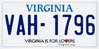 VA license plate VAH1796