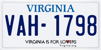 VA license plate VAH1798