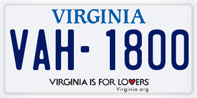 VA license plate VAH1800