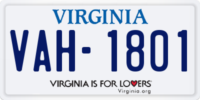 VA license plate VAH1801