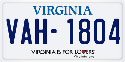 VA license plate VAH1804