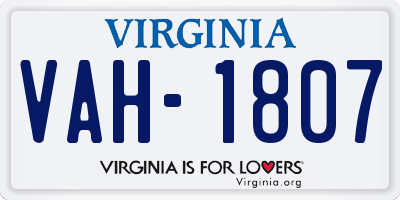 VA license plate VAH1807