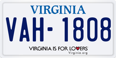 VA license plate VAH1808