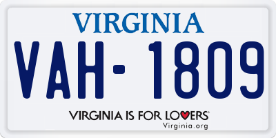 VA license plate VAH1809