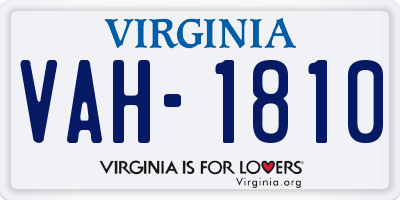 VA license plate VAH1810