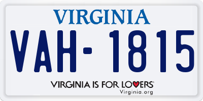 VA license plate VAH1815