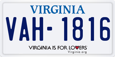 VA license plate VAH1816