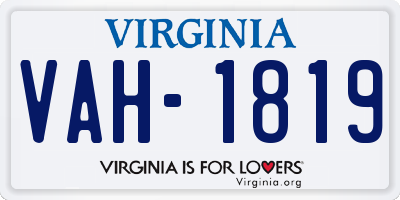 VA license plate VAH1819