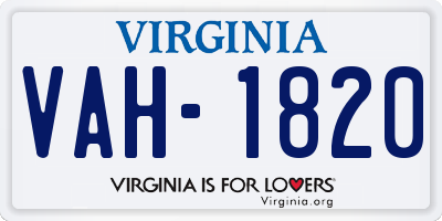 VA license plate VAH1820