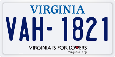 VA license plate VAH1821