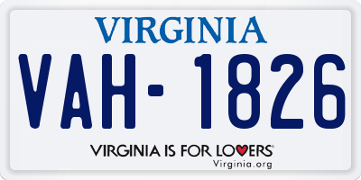 VA license plate VAH1826